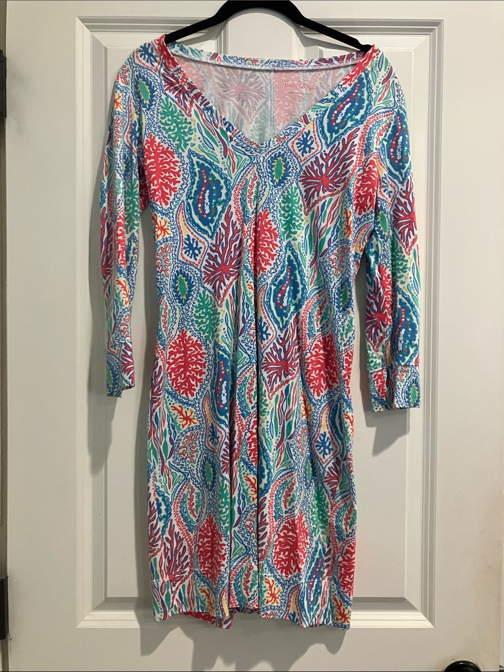 Lilly Pulitzer Multicolor Coral Reef V-Neck Long Sleeve Dress